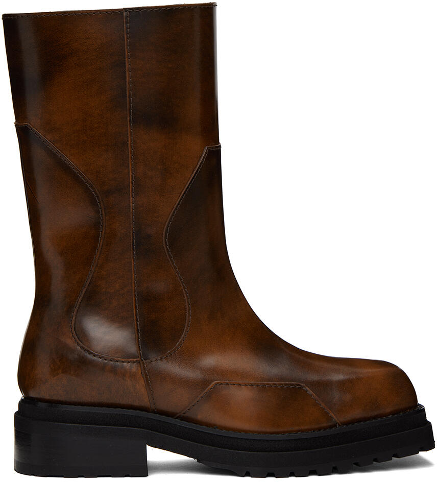 Eckhaus Latta Brown Stacked Boots Cover