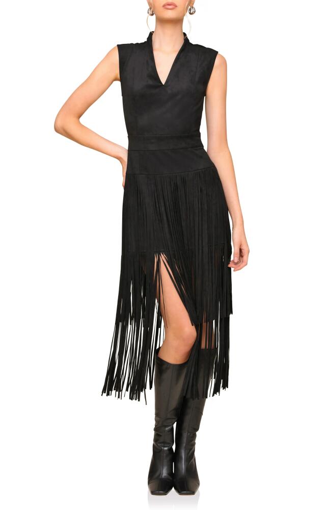 Avec Les Filles Sleeveless Fringe Dress in Black Cover