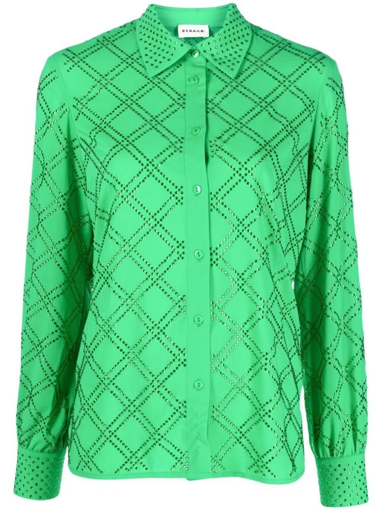 P.A.R.O.S.H. rhinestone-embellished long-sleeved shirt - Green Cover