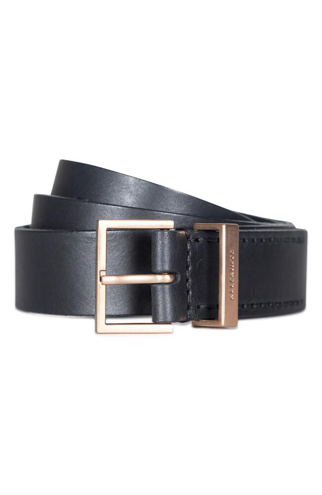 AllSaints Leather Belt in Black/warm Brass Cover