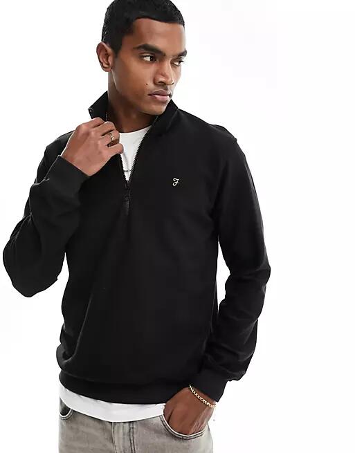 Farah weah half zip sweat in black Cover