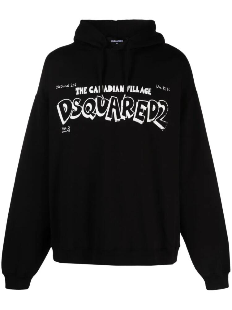 DSQUARED2 logo-print cotton hoodie - Black Cover