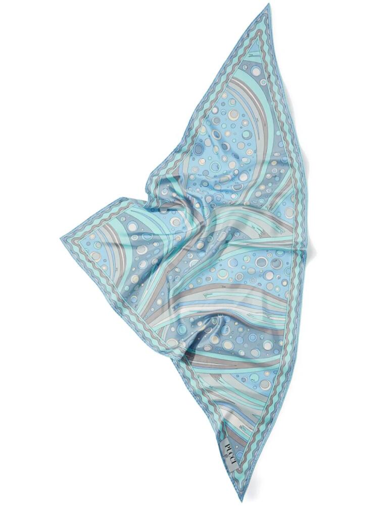 PUCCI Fontane-print silk scarf - Blue Cover