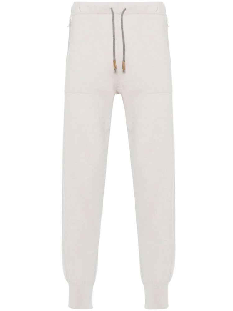 Eleventy drawstring-fastening cashmere track pants - Neutrals Cover