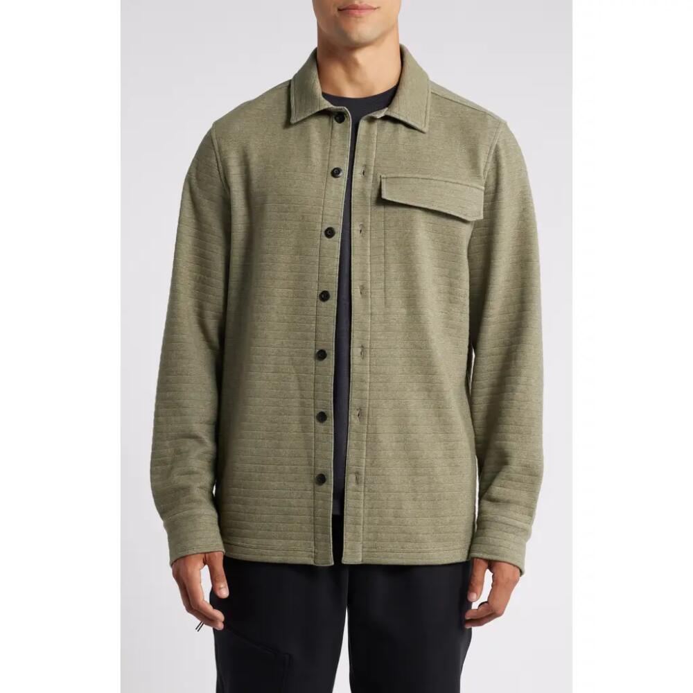 Zella Peak Button-Up Shirt Jacket in Olive Night Cover