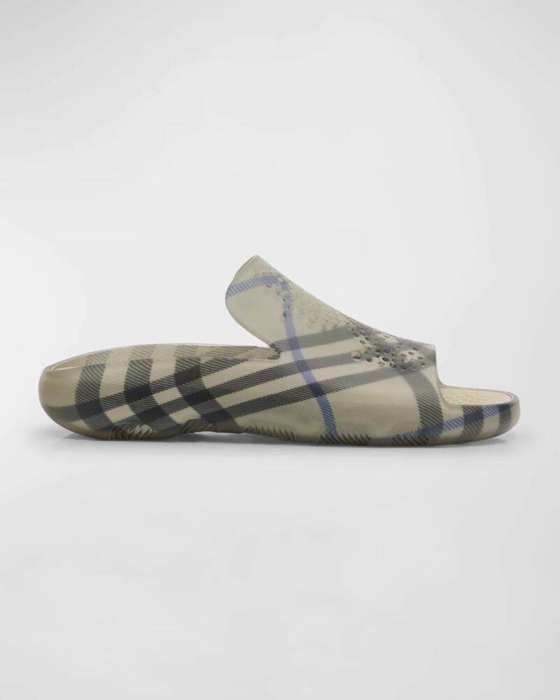 Burberry Men's Stingray Check Rubber Slide Sandals Cover