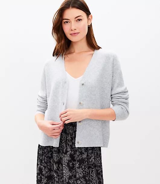 Loft Petite Fuzzy V-Neck Cardigan Cover