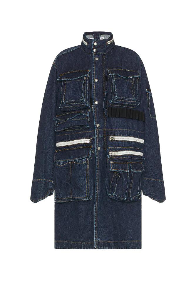 Sacai Denim Coat in Blue Cover