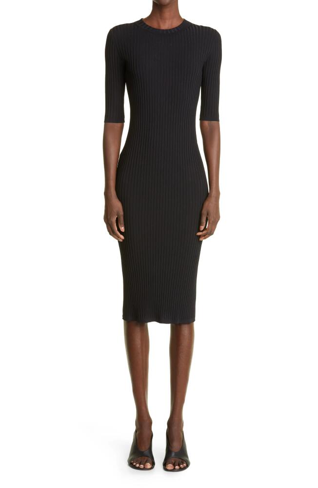 St. John Collection Flat Rib Midi Sweater Dress in Black Cover