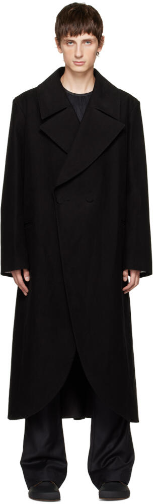 AARON ESH Black Double-Button Coat Cover