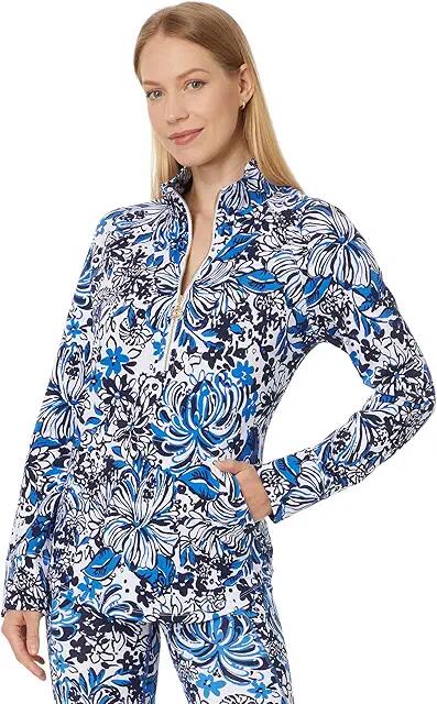 Lilly Pulitzer UPF 50+ Skipper Popover (Low Tide Navy Pandarama) Women's Long Sleeve Pullover Cover