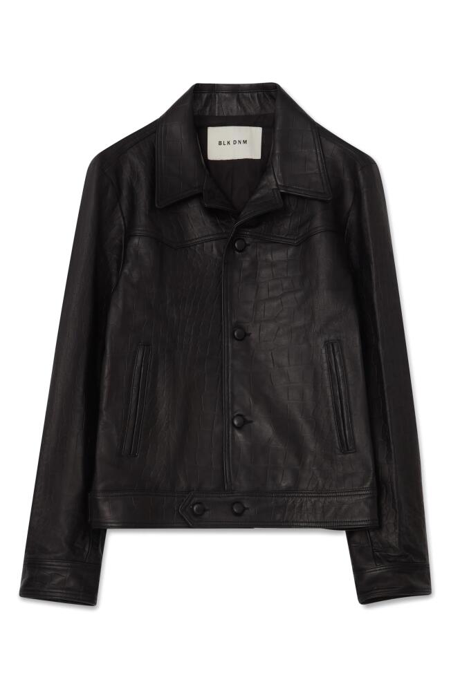 BLK DNM Leather Jacket in Black Croco Cover