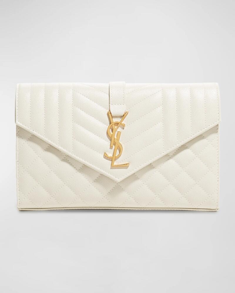 Saint Laurent Envelope Triquilt YSL Wallet on Chain in Grained Leather Cover