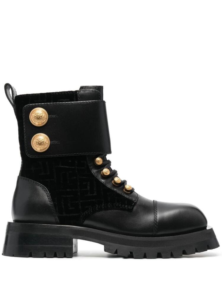 Balmain embossed-button detail ankle boots - Black Cover