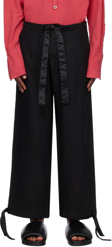 Greg Lauren Black Wide-Leg Trousers Cover