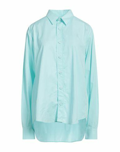 Haikure Woman Shirt Turquoise Cotton Cover