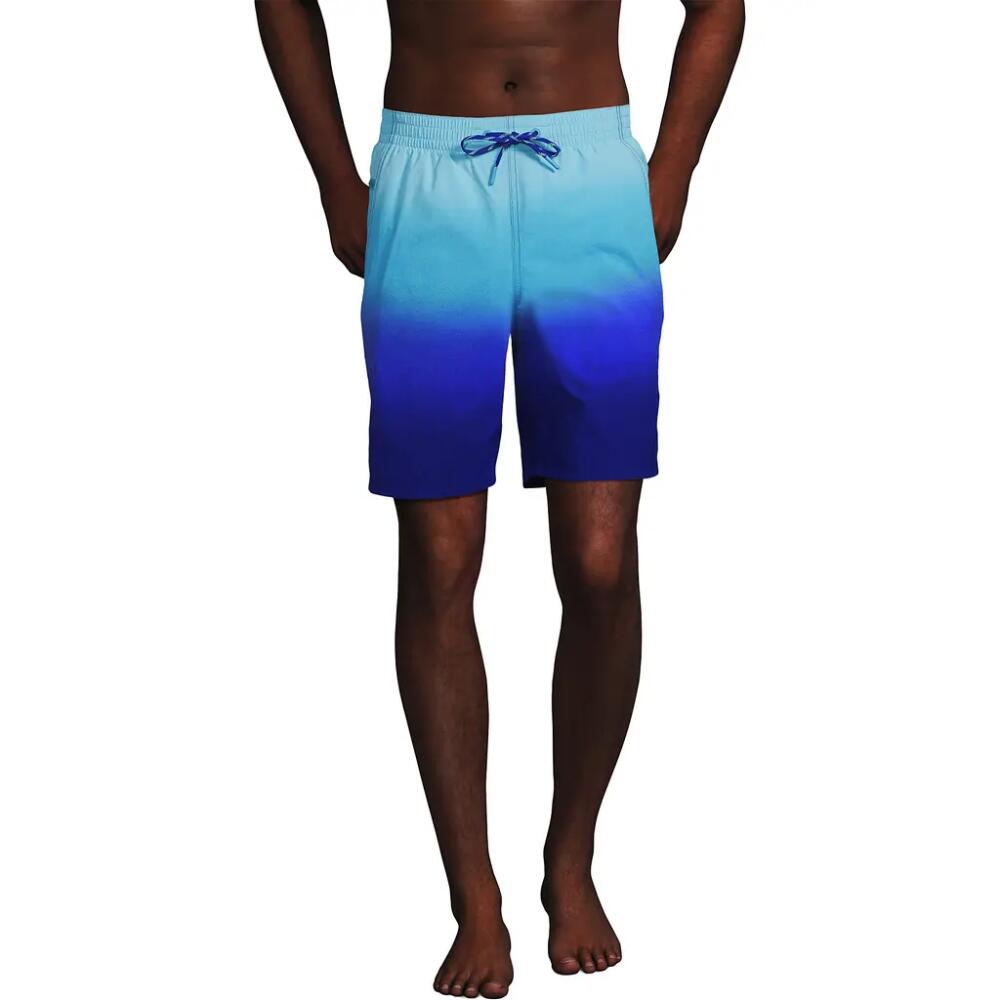 Lands' End 9" Volley Swim Trunks in Turquoise/electric Blue Ombre Cover