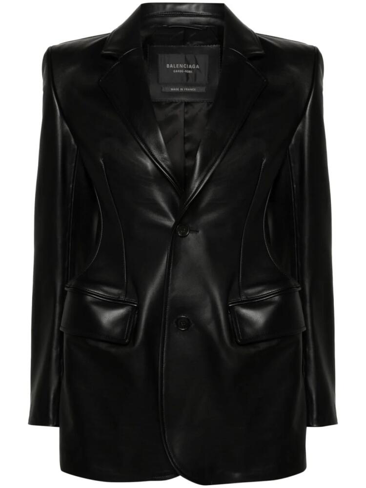 Balenciaga structured leather blazer - Black Cover