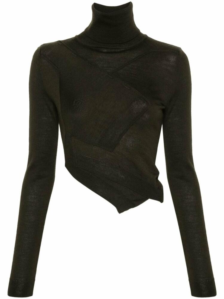 MM6 Maison Margiela asymmetric panelled roll-neck jumper - Green Cover