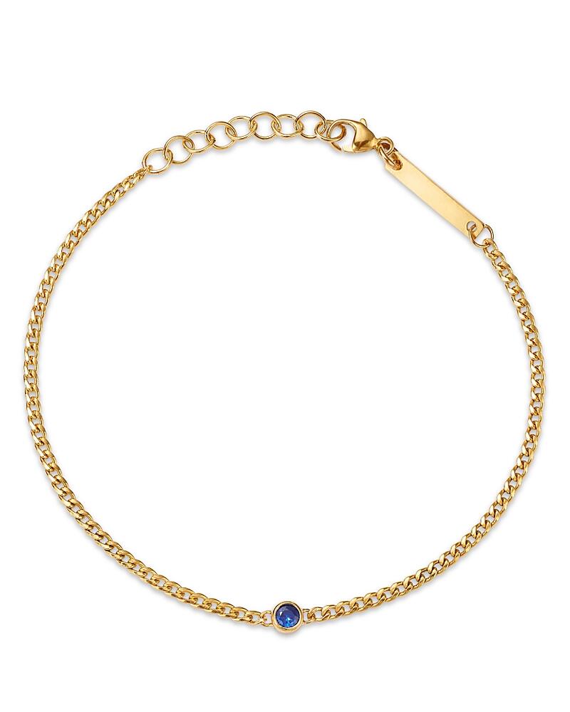 Zoe Chicco 14K Yellow Gold Curb Chain Blue Sapphire Bezel Bracelet Cover