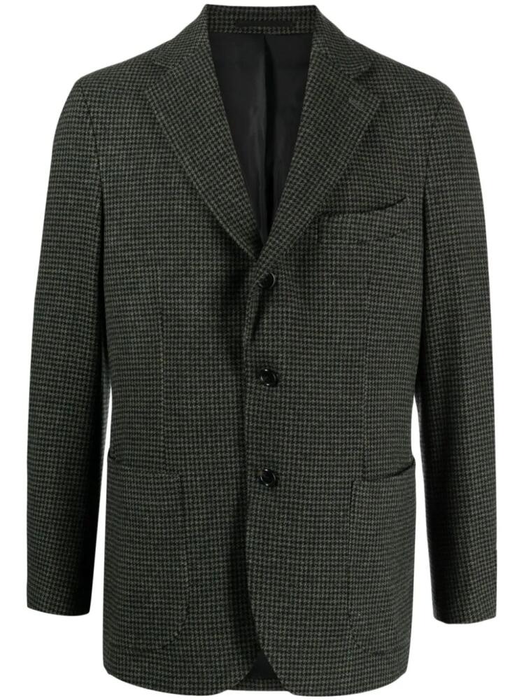 Man On The Boon. Drago houndstooth single-breasted blazer - Green Cover