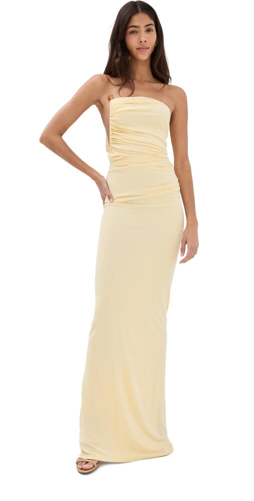 Christopher Esber Odessa Arced Side Strapless Gown Butter Cover