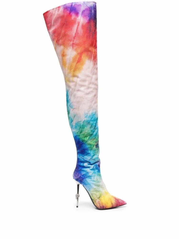 Philipp Plein tie-dye print thigh high boots - Blue Cover