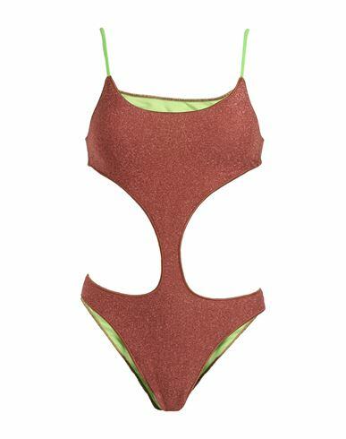 4giveness Woman One-piece swimsuit Brown Viscose, Polyester, Polyamide, Elastane Cover