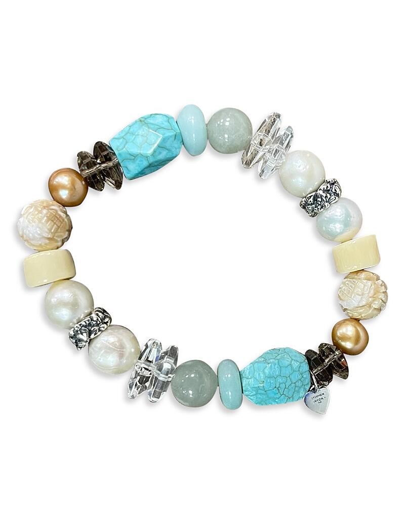 Stephen Dweck Sterling Silver Terraquatic Multi Gemstone Slip On Statement Bracelet Cover