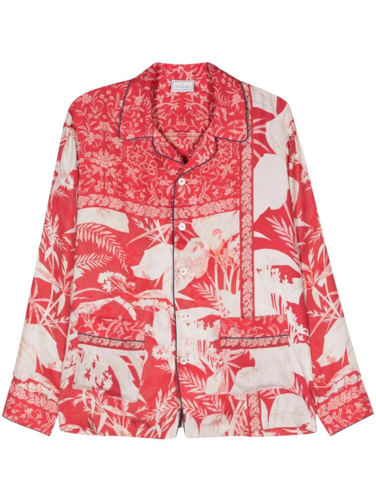 Pierre-Louis Mascia floral-print silk shirt - Red Cover