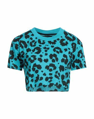 Shoe Woman T-shirt Turquoise Cotton Cover