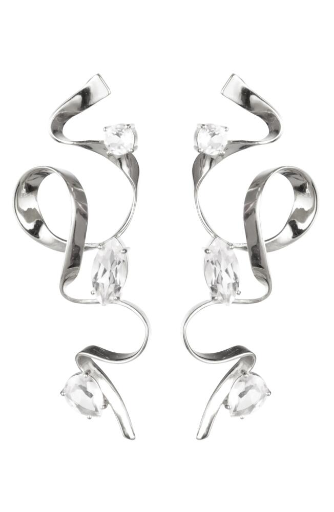 Sterling King Crystal Ribbon Drop Earrings in Sterling Silver Cover