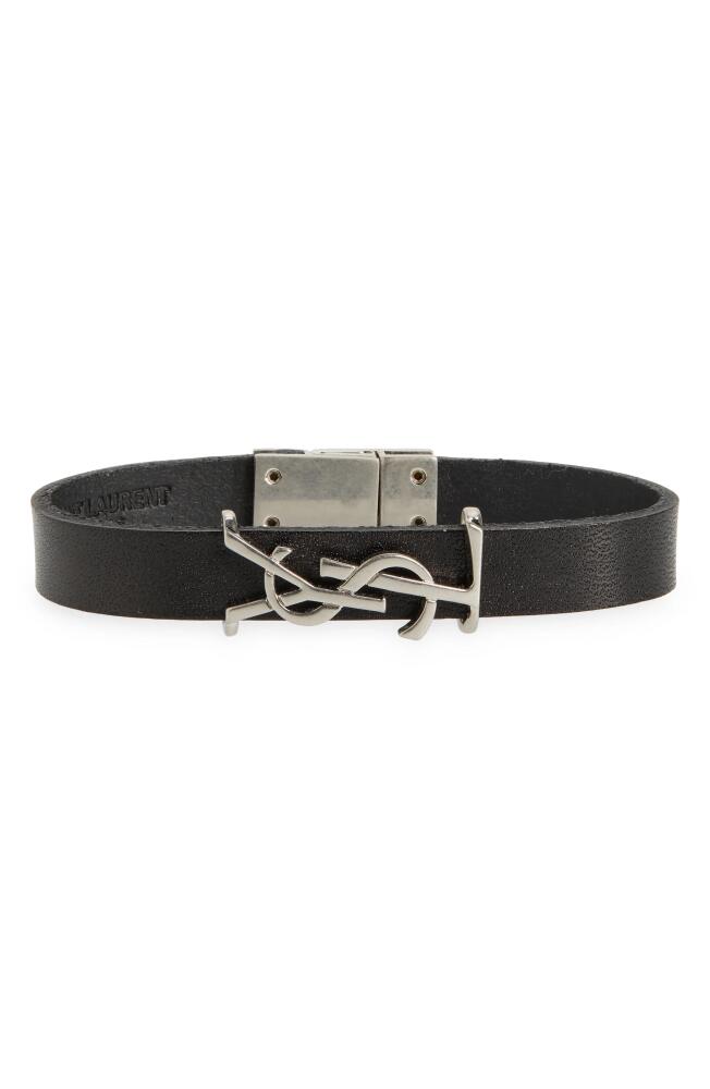 Saint Laurent YSL Leather Bracelet in Nero Cover