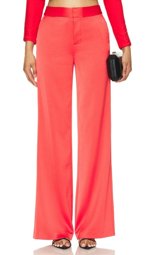 Alice + Olivia Calvin Wide Leg Trouser in Red Cover