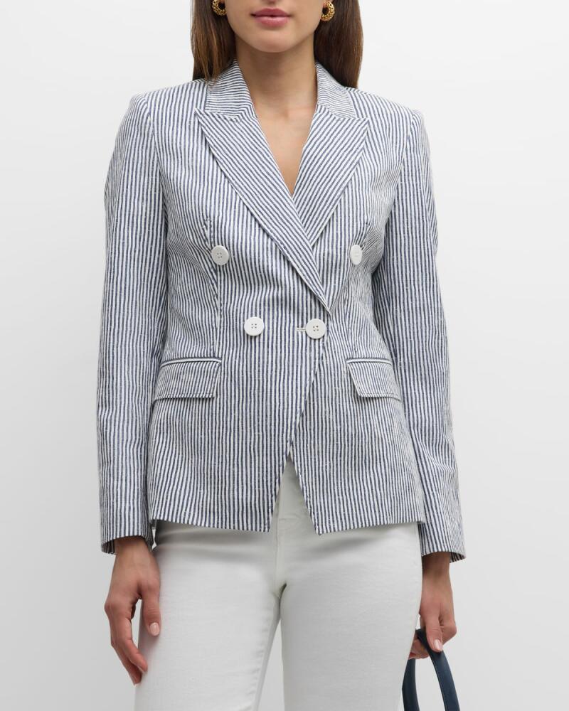 Elie Tahari The Abagail Striped Double-Breasted Blazer Cover