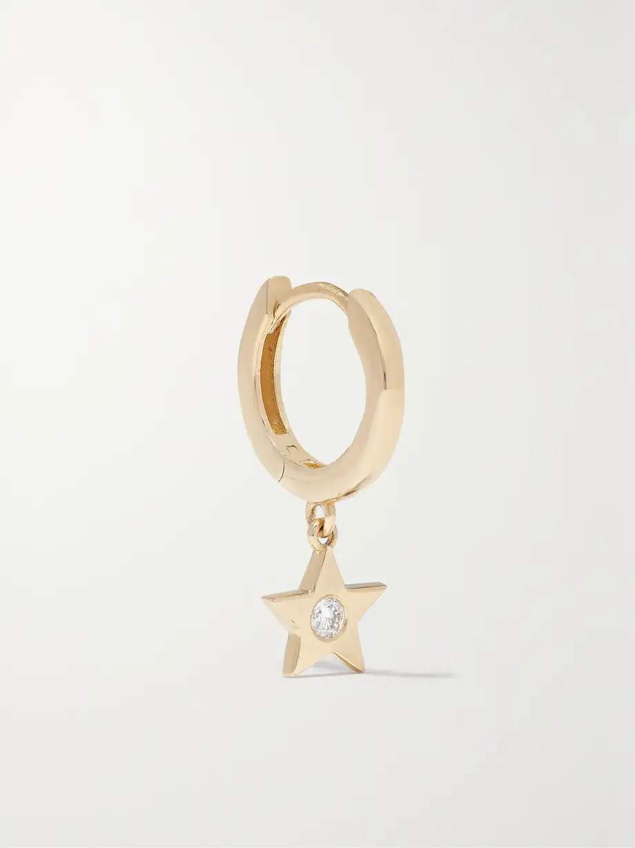 Andrea Fohrman - Star 18-karat Gold Diamond Single Hoop Earring - One size Cover