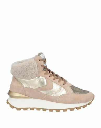 Voile Blanche Woman Sneakers Light brown Leather, Textile fibers, Shearling Cover