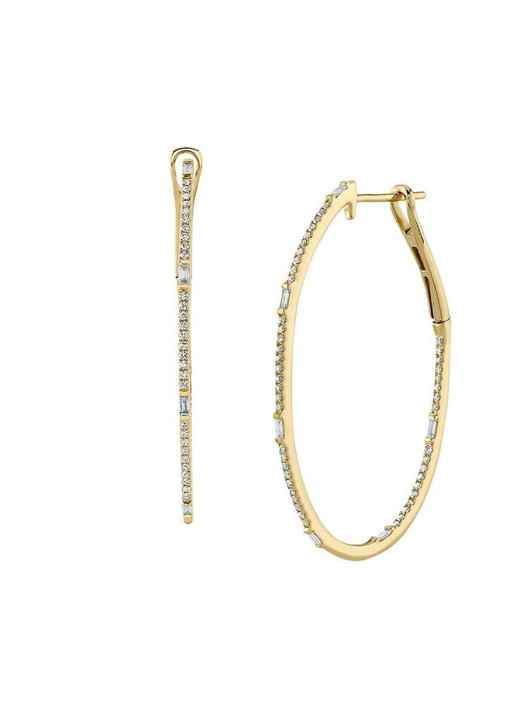 Saks Fifth Avenue Women's 14K Yellow Gold & 0.44 TCW Diamond Hoop Earrings Cover