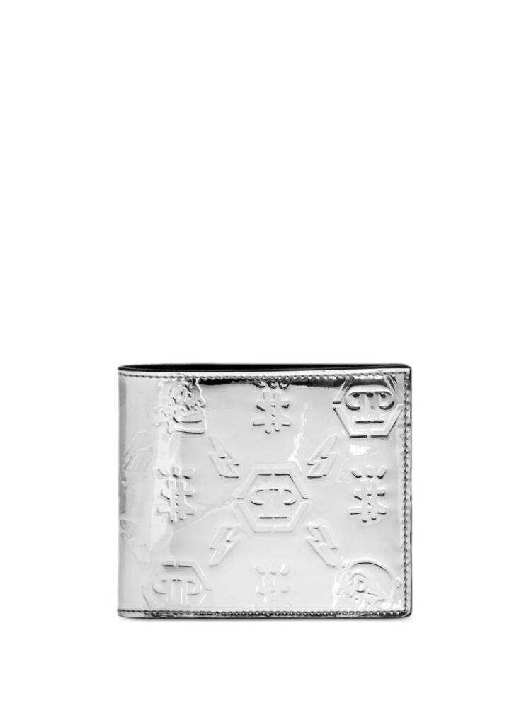 Philipp Plein monogram-embossed metallic wallet - Silver Cover