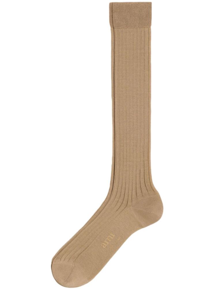 AMI Paris ribbed cotton socks - Neutrals Cover