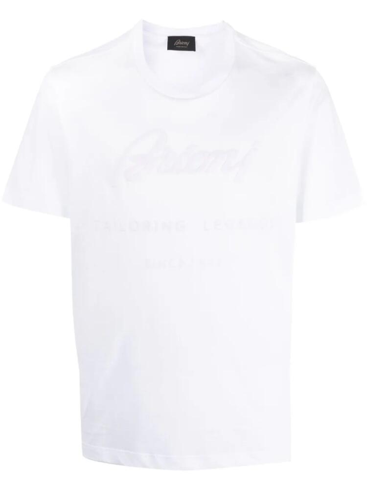 Brioni logo-appliqué cotton T-shirt - White Cover