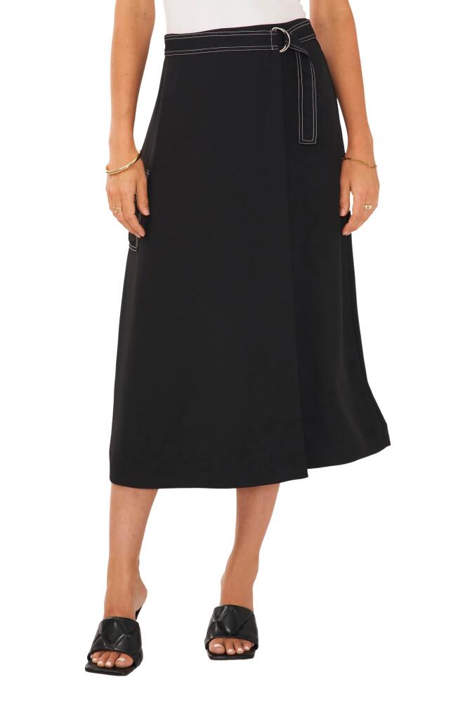 Vince Camuto Cargo Pocket Belted Midi Faux Wrap Skirt in Rich Black Cover