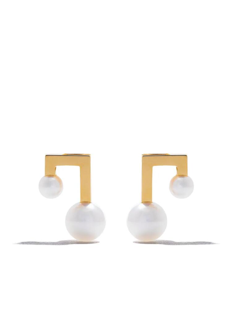 TASAKI 18kt yellow gold Balance Note Collection Line Akoya pearl stud earrings Cover