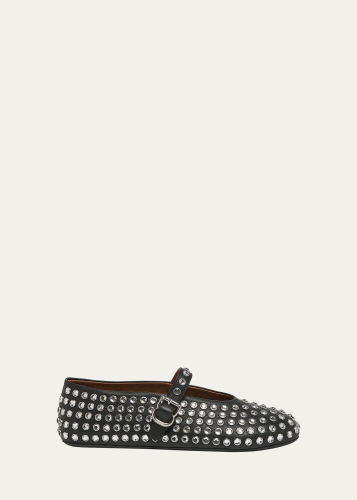 ALAIA Leather Mary Jane Flats With Allover Studs Cover