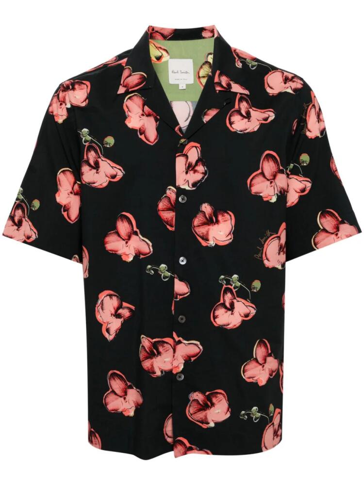 Paul Smith Orchid-print short-sleeves shirt - Black Cover