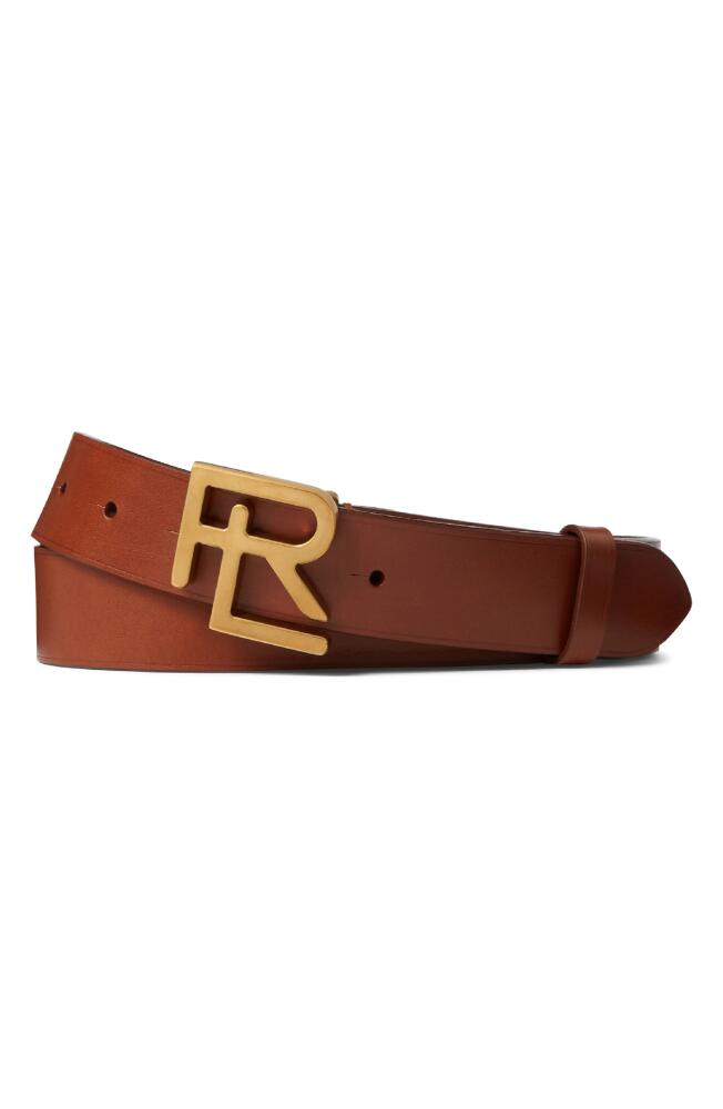 Ralph Lauren Purple Label RL Logo Buckle Leather Belt in Tan Cover