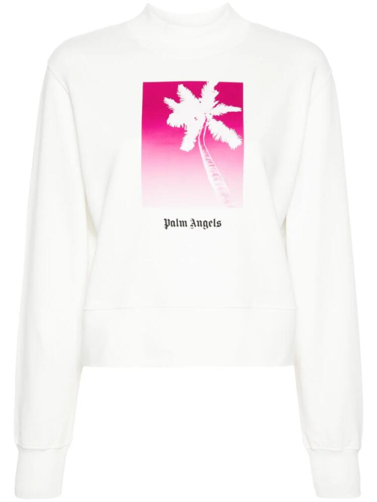 Palm Angels palm tree-print cotton sweatshirt - White Cover