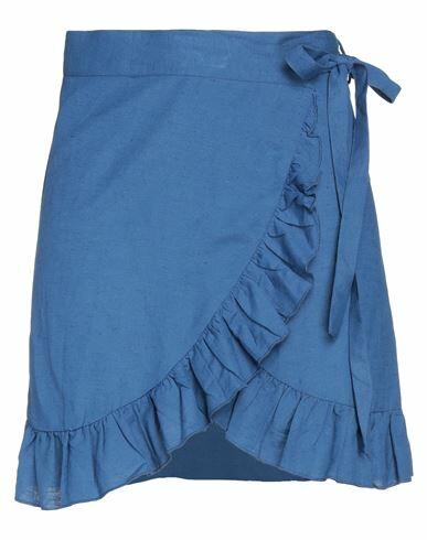 Iconique Woman Mini skirt Blue Linen, Viscose Cover