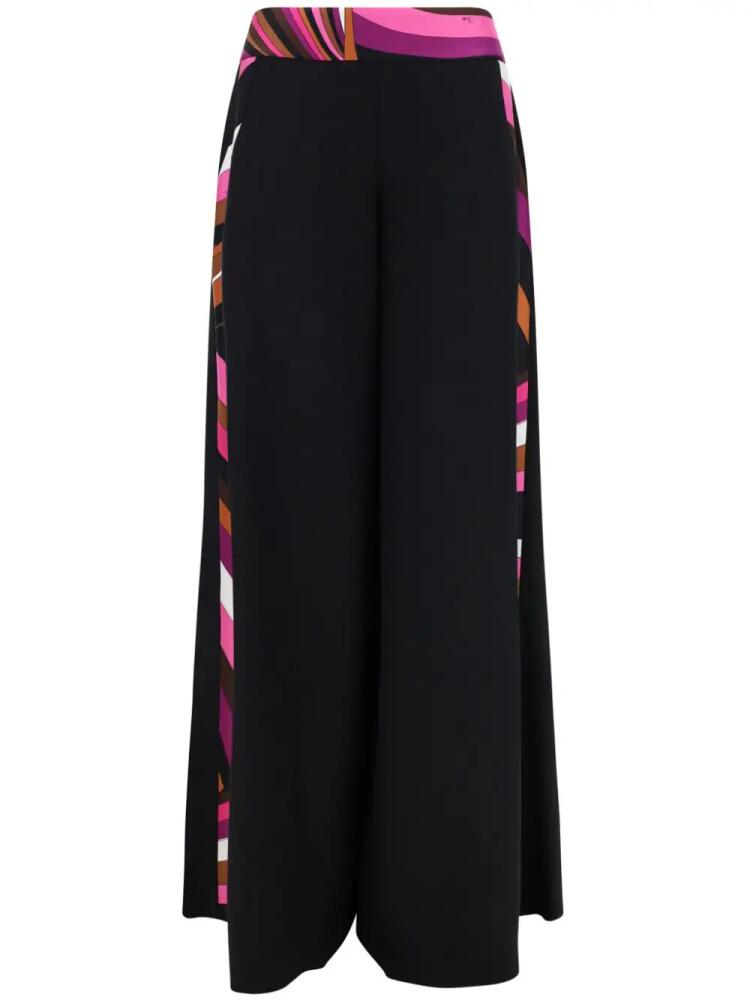 PUCCI Iride-print trim palazzo trousers - Black Cover