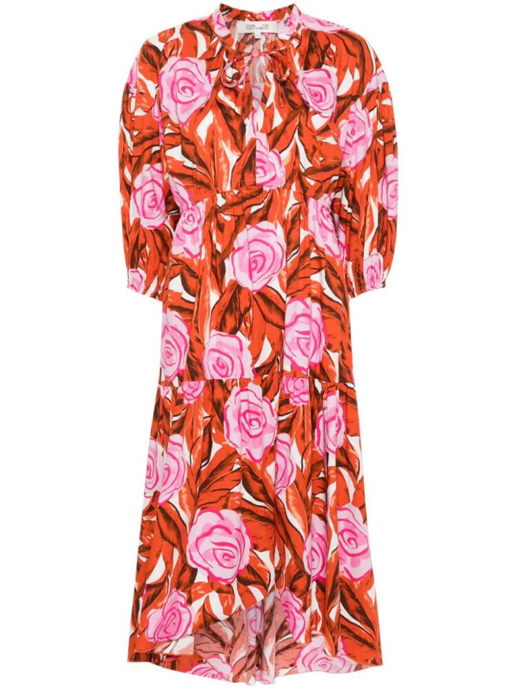 DVF Diane von Furstenberg Artie Palm Floral-print dress - Orange Cover